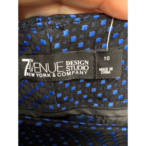 NY & Company Womens 7th Ave Design Studio Blue Black Slim Fit Dress Pants Sz 10 - Picture 8 of 9